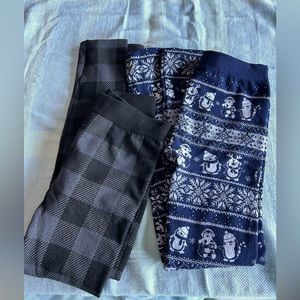 Pink Rose sweater leggings (2). Sweater with fleece lining.